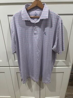 Rhoback blue and red stripe Men's Short Sleeve Performance Polo XL